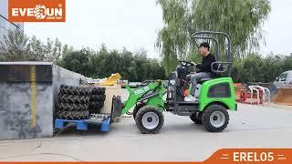 EVERUN 0.5ton electric wheel loader EREL05 with different attachments