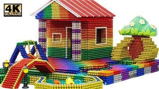 DIY - How To Build Hut House and Fish Pond From Magnetic Balls (Satisfying) | Magnet World 4K