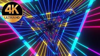 10 Hour 4k TV VJ Loop Tringle Relaxing Neon tunnel  Live wallpaper,  No sound, Abstract art Video 4K