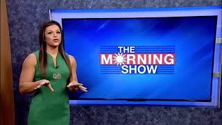 Strong muscle woman with big arms, tv anchor