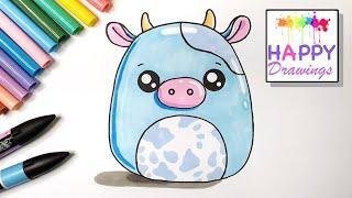 HOW TO DRAW A CUTE SQUISHMALLOW COW