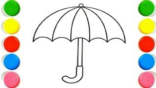 Cute Umbrella Drawing ,Colouring,Painting for Toddlers_ Child Art#drawing#coloring#kidsart#howtodraw