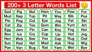 200+ Three Letter Words List  | Phonics lesson | Reading Words Lesson | Learn with examples