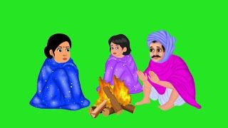 ठंड का कहर। cartoon character green screen video,