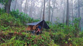 AMAZINGSOLO CAMPING IN VERY LONG HEAVY RAIN AND THUNDERSTORM ️ RELAXING CAMPING IN HEAVY RAIN