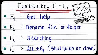 Function Keys of Computer | Use of function key F1 to F12 | function keys of computer tricks