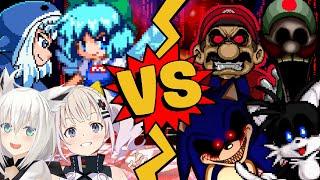 M.U.G.E.N Battles | Fubuki/Gawr Gura/Cirno/Kaguya Luna vs Sonic.EXE/Tails.EXE/Mario.EXE/Luigi.EXE