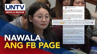 Official Facebook page ni suspended Bamban Mayor Alice Guo, nawala na