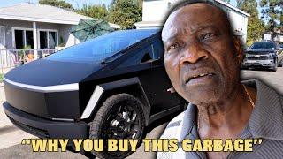 Angry African Dad REACTS to My BLACKED OUT CYBERTRUCK (surprising reaction)