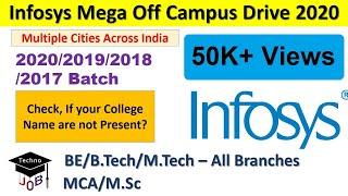 Infosys Mega Off-Campus Recruitment Drive 2020 | Infosys Off-Campus Placement Drive | Across India