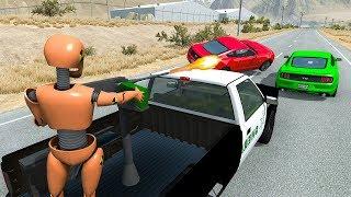 Police Machine Gun Car Chases #1 - BeamNG DRIVE | SmashChan