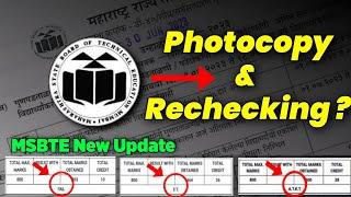 MSBTE New Update MSBTE Photocopy Msbte Rechecking Dates MSBTE Result