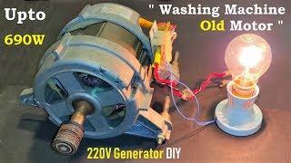 Hack ! 220V Electric Generator from a Washing Machine Motor DIY - Universal Motor to DC Generator
