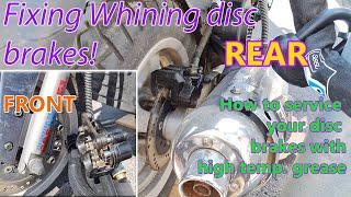 Whining Disc brakes, front and rear maintenance, lubrication, easy to do