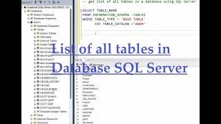 How to get list of all tables in database SQL Server