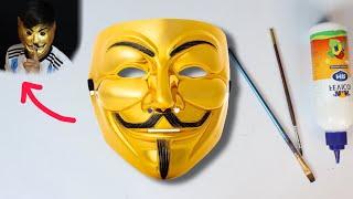 DIY Gold Hacker Anonymous Vendetta 3D Mask at Home | Easy