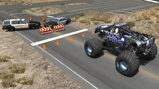 BeamNG.drive - Police Road Block Crashes