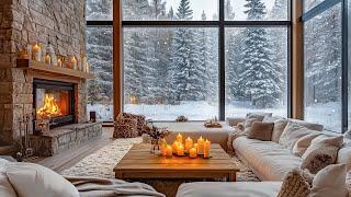 A Cozy Living Room Winter Ambience in Forest With Smooth Jazz For Work, Study & Chill Out