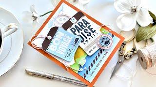 Let's CREATE a TRAVEL Adventure CARD | Papertrey Ink Going Places and Incredible View Stencil