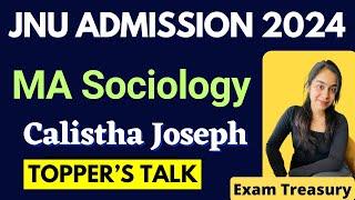 JNU PG Admission 2024 | MA Sociology | Calistha Joseph | Success Story | Exam Treasury 