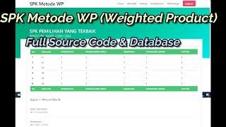 Website SPK metode WP Weighted Product  | Download Source Code | Source Code PHP | Coding PHP