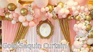 Gold Sequin BackdropLofaris Party Decorations at home Event ideas