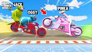 OGGY And JACK CHALLENGE Pink Panther In DEADLINE Racing Challenge! GTA5