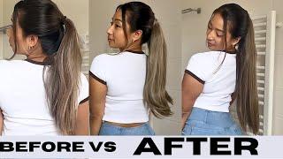 Irresistable Me Ponytail Vegan Extensions Unboxing & How To Tutorial | 26" + flipped ends ash blonde