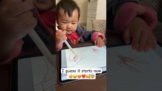 Baby starts scribbling!!! | cute baby video #littlepinkbutterfly #baby #cute #cutebaby