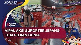 Aksi Suporter Jepang Pungut Sampah di Stadion Al Bayt Qatar