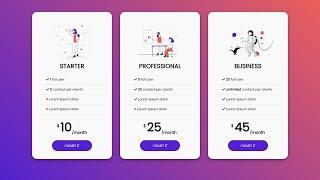 How to make Responsive Pricing Table Template Using HTML and CSS only | Price List