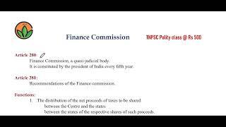 TNPSC - Indian Polity - Full marks - Finance Commission