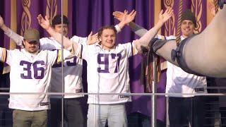 Kirill Kaprizov from Minnesota Wild Sounds the Gjallarhorn & Leads Skol Chant Prior to Vikings Game