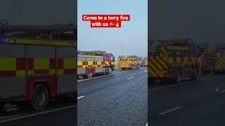 Firefighters responding to a lorry fire on the M11 near Cambridge.