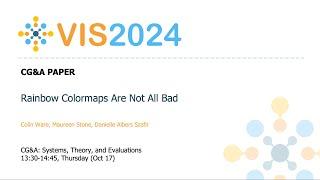 Rainbow Colormaps Are Not All Bad - Fast Forward | VIS 2024