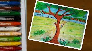 How to draw a village scenery for beginners। step by step।  BD ART OP