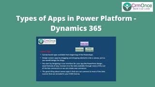 Session 8: Types of Apps in Power Platform - Dynamics 365