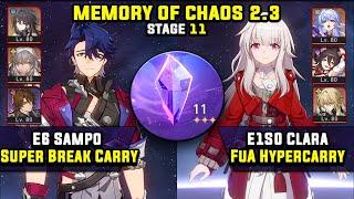 E6 Sampo Super Break & E1 Clara Hypercarry (3 Stars) | Memory Of Chaos 11 Honkai Star Rail 2.3