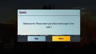 How to solve pubg or bgmi  Unknown error. Please restart your device and try again. Error code: 1