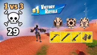 Fortnite Zero Build Solo vs Trios Gameplay Win With 29 Eliminations & All Medallions Challenge