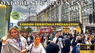 Christmas Preparation London 2024: Regent & Oxford Street  Lights on Halloween Evening 4K 