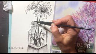 Simple ink wash flower drawing with Teacher Kendra!