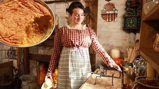 Cooking a Humble Thanksgiving Dinner 200 Years Ago - 1820 |Roast Meat, Sweet Potato Pudding ASMR|