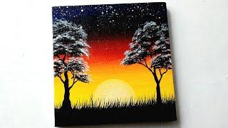 Canvas Painting Simple and Easy | Sunset