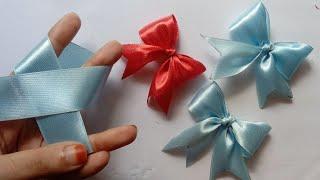 how to make simple easy bow in 1 minute l DIY ribbon bow l ribbon hair bow l