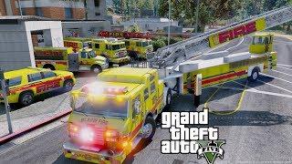 GTA 5 Firefighter Mod Brand New Tiller Ladder Firetruck Responding & Fighting Fires In Blaine County