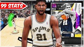 INVINCIBLE DARK MATTER TIM DUNCAN GAMEPLAY! 99 ALL STATS + 62 HOF BADGES! NBA 2k21 MyTEAM