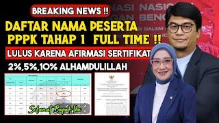 Full Time‼️DAFTAR NAMA PESERTA PPPK TAHAP 1 DAPAT FORMASI DAN AFIRMASI