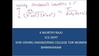 PARSEVALS IDENTITY FOR FOURIER TRANSFORMS  MATHEMATICS-II