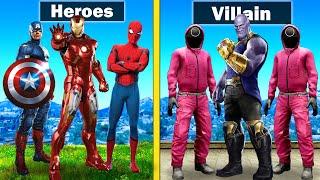 Super Heroes VS Super Villains in SQUID GAMES in GTA 5 ( PART 1)